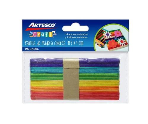 PALITOS DE MADERA PEQUEÑO COLORES 11.4 X 1 CM