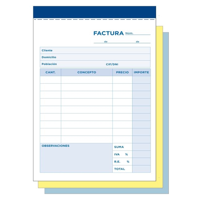TALONARIO DE FACTURA CON COPIA