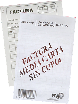TALONARIO DE FACTURA MEDIANO SIN COPIA
